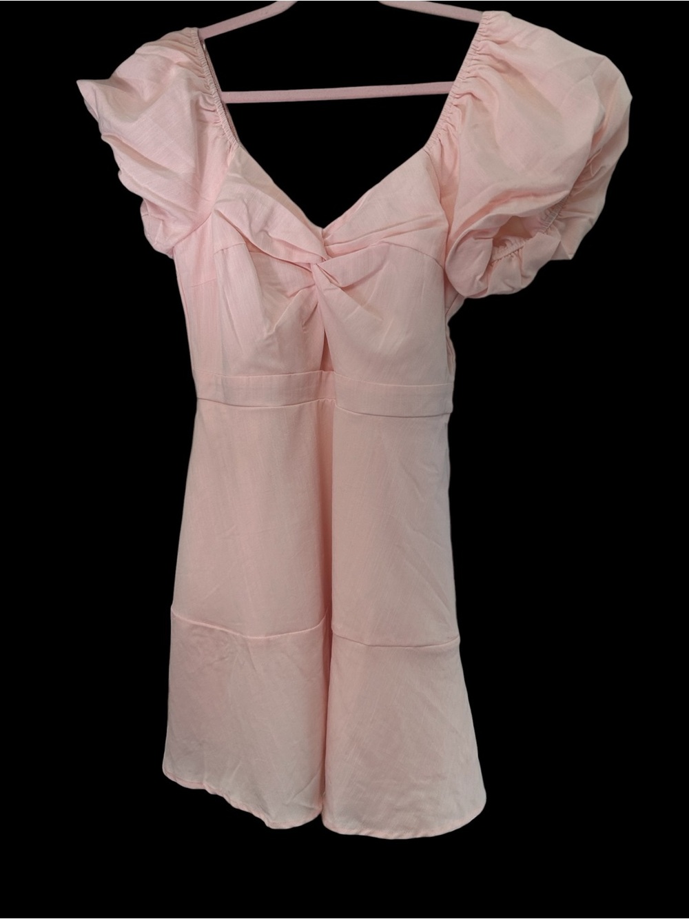 Trixxi Blush Pink Puff-Sleeve Mini Dress with Keyhole
